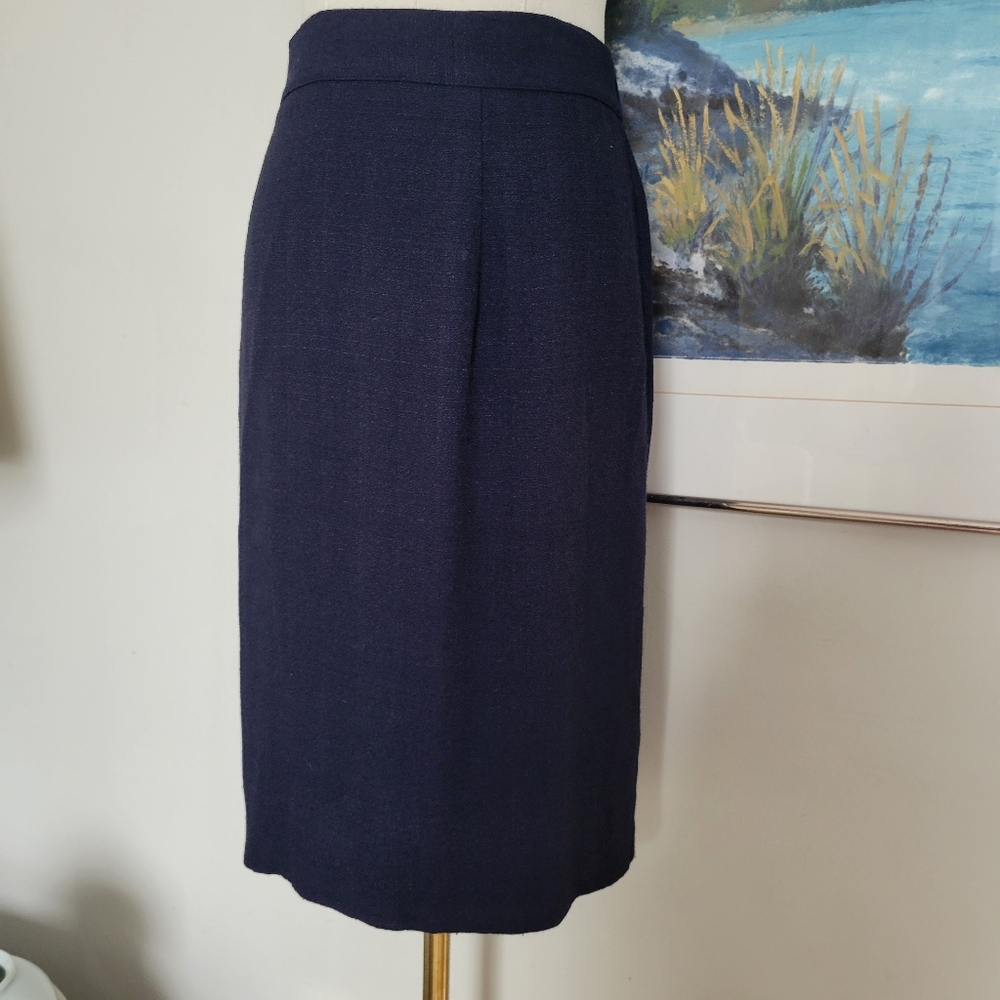 Linen Navy Skirt, Size 16